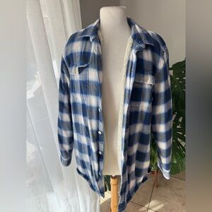 Vans Classic Fit Sherpa Flannel‎ Overshirt Blue/White L